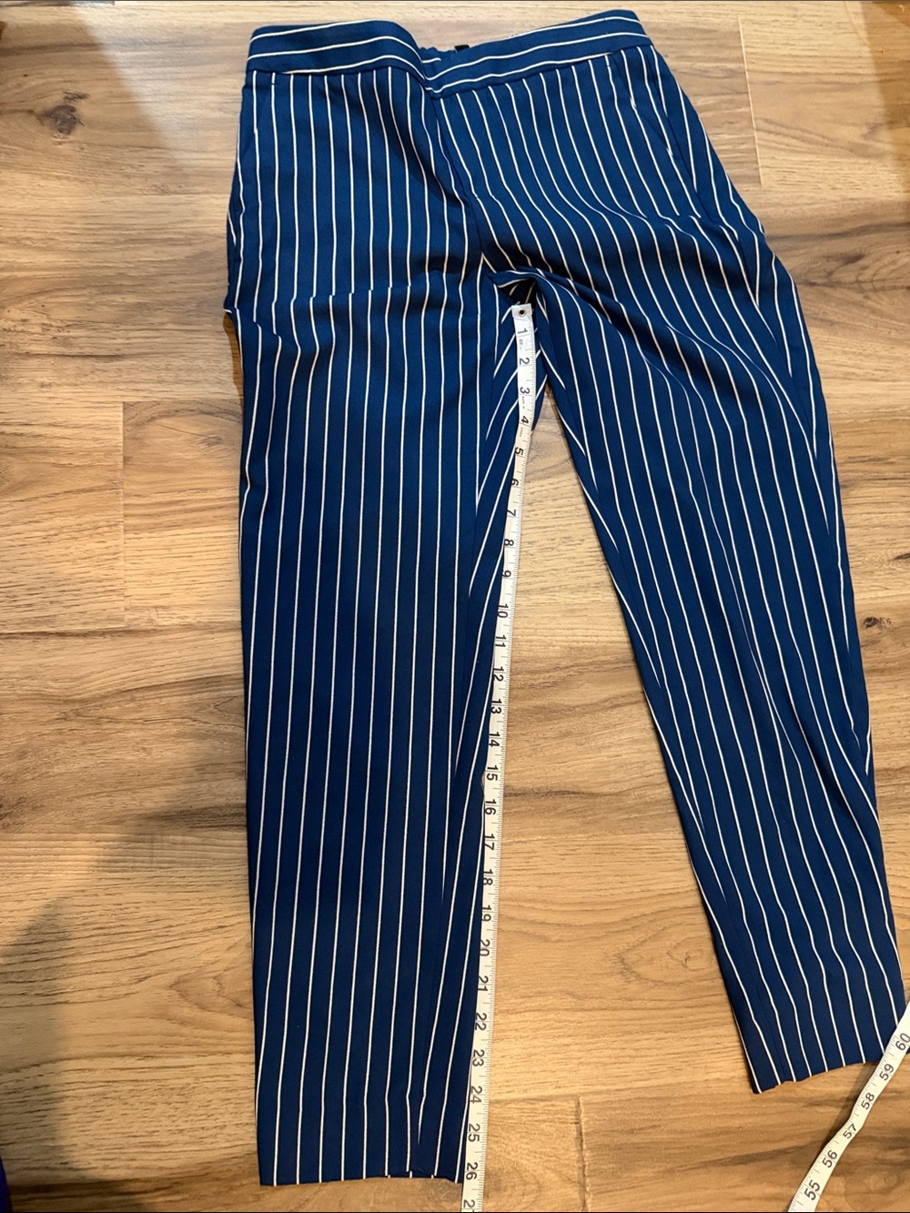Navy Blue Pinstripe Trousers